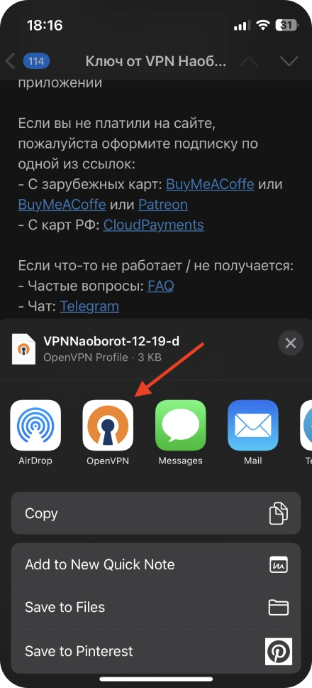 Нажмите на иконку OpenVPN